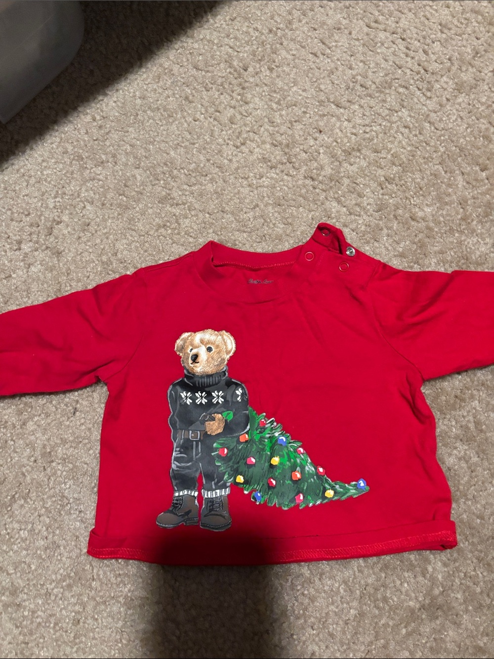 Polo by Ralph Lauren Red Kids Bear & Tree Graphic Long Sleeve Top